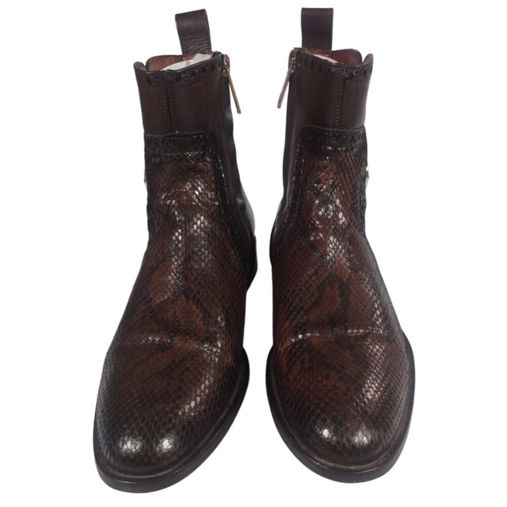 Franco Cuadra Women's Us 10 Mex 27 Brown Python Snake Skin Leather Ankle Boots - Picture 4 of 7